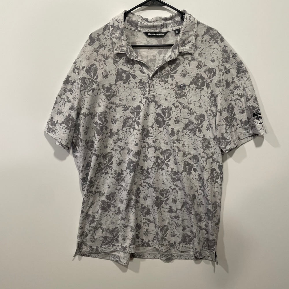 Travis Mathew Mens XXL Floral Print Golf Polo‎ Shirt Hard Rock Hotel Casino AC